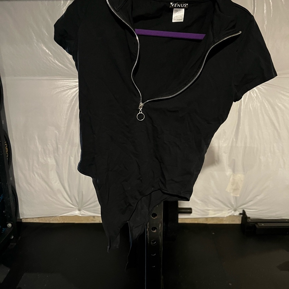 VENUS Black Zip-Up Bodysuit